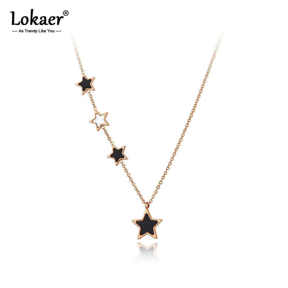 Original Titanium Stainless Steel Black Acrylic Star Choker Necklaces for Women Trendy Charm Pendant Necklace N20186