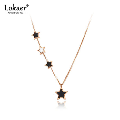 Original Titanium Stainless Steel Black Acrylic Star Choker Necklaces for Women Trendy Charm Pendant Necklace N20186