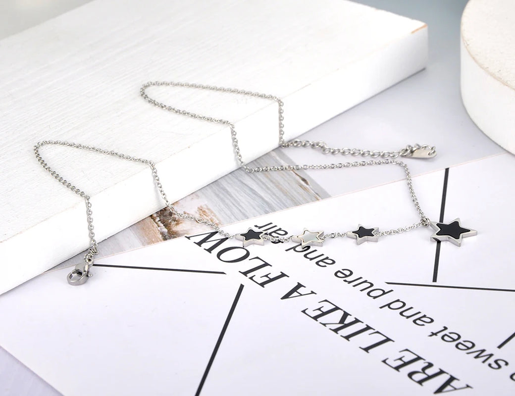 Original Titanium Stainless Steel Black Acrylic Star Choker Necklaces for Women Trendy Charm Pendant Necklace N20186