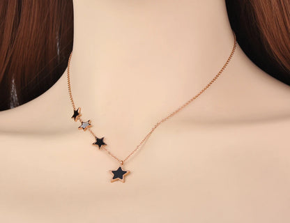 Original Titanium Stainless Steel Black Acrylic Star Choker Necklaces for Women Trendy Charm Pendant Necklace N20186