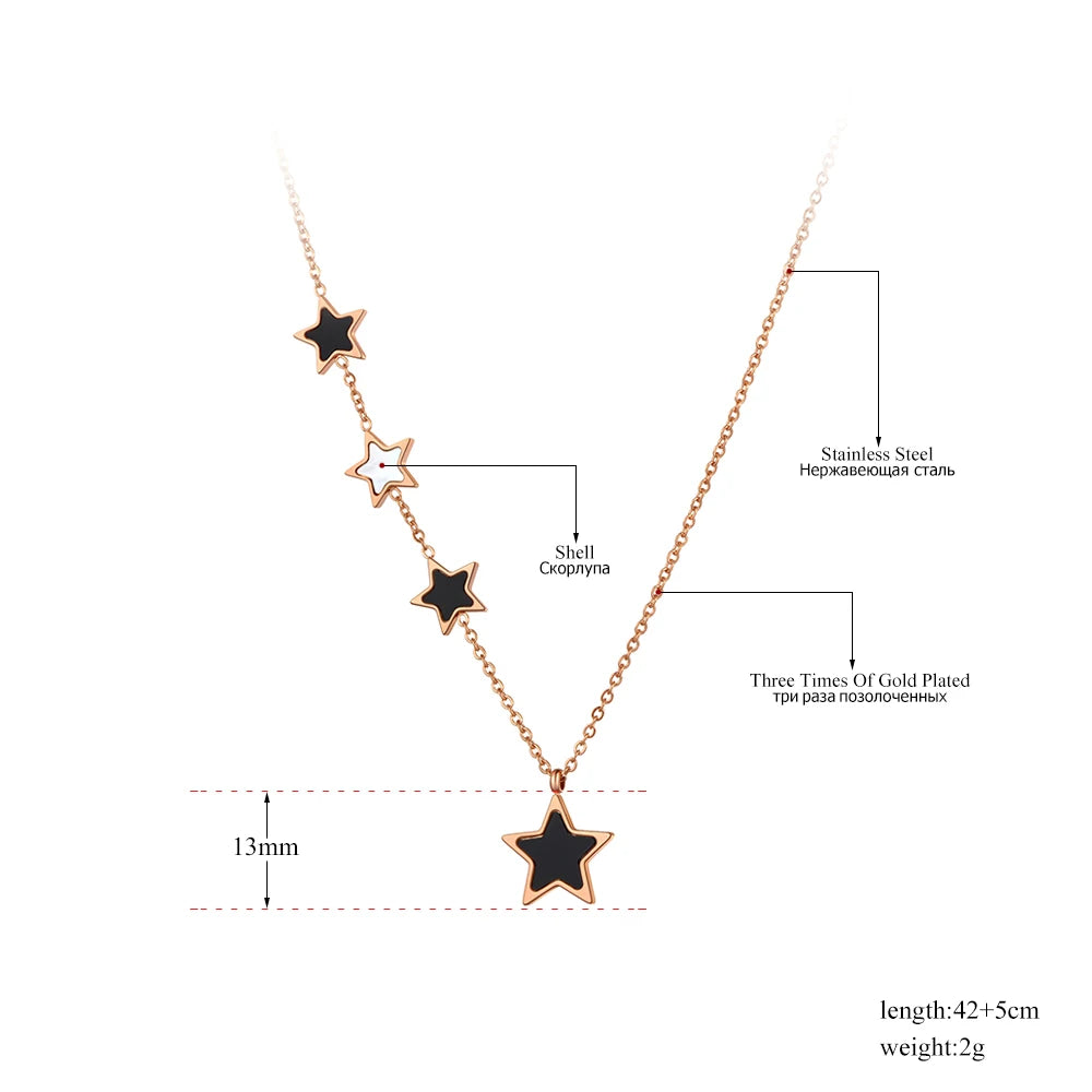 Original Titanium Stainless Steel Black Acrylic Star Choker Necklaces for Women Trendy Charm Pendant Necklace N20186