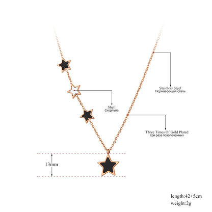 Original Titanium Stainless Steel Black Acrylic Star Choker Necklaces for Women Trendy Charm Pendant Necklace N20186