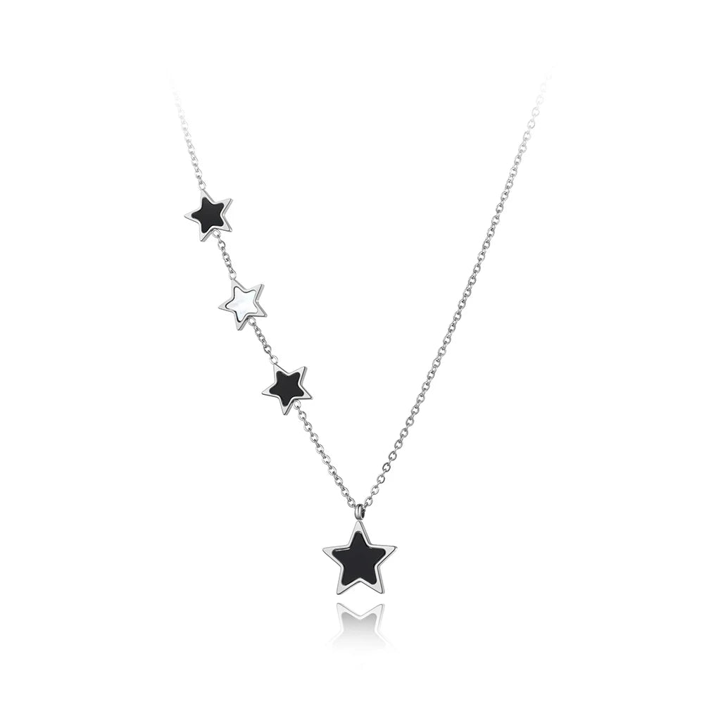 Original Titanium Stainless Steel Black Acrylic Star Choker Necklaces for Women Trendy Charm Pendant Necklace N20186