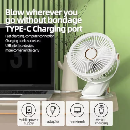 Xiaomi 8000Mah Clip-On Fan 3 Speed Quiet Rechargeable Desktop Portable Air Circulator Wireless Fan with LED Light Camping Home